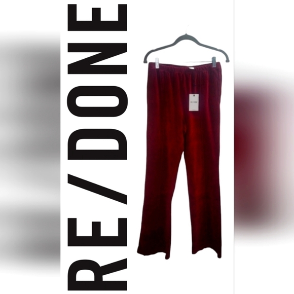 Re/Done Pants - RE/DONE Burgundy Velour Flare Lunge Pants Size Small@❗SALE❗